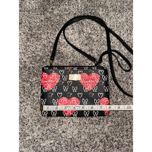 Women's Luv Betsey Black Red White Heart Print Crossbody Bag One Size​